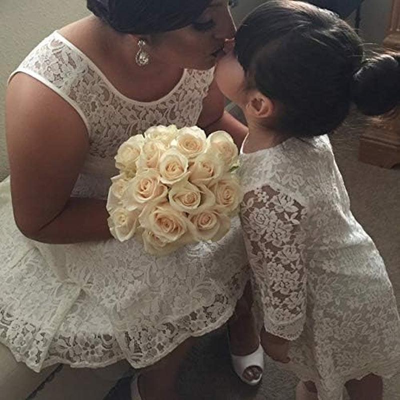 Flower Girl Dress, Lace Dress 3/4 Sleeve Dress