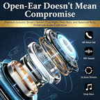 Open Ear Headphones, Wireless Headphones with Smart Digital Display & Mic, Open Ear Earbuds 35H Playtime, Sweat Resistant & Waterproof, Secure Comfortable Fit - Running, Sport, Daily (Rose Gold)