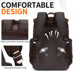Nerlion Leather Backpack for Men Waxed Canvas Laptop Backpack 17.3 Inch Rucksack Vintage Travel Backpack (Black)