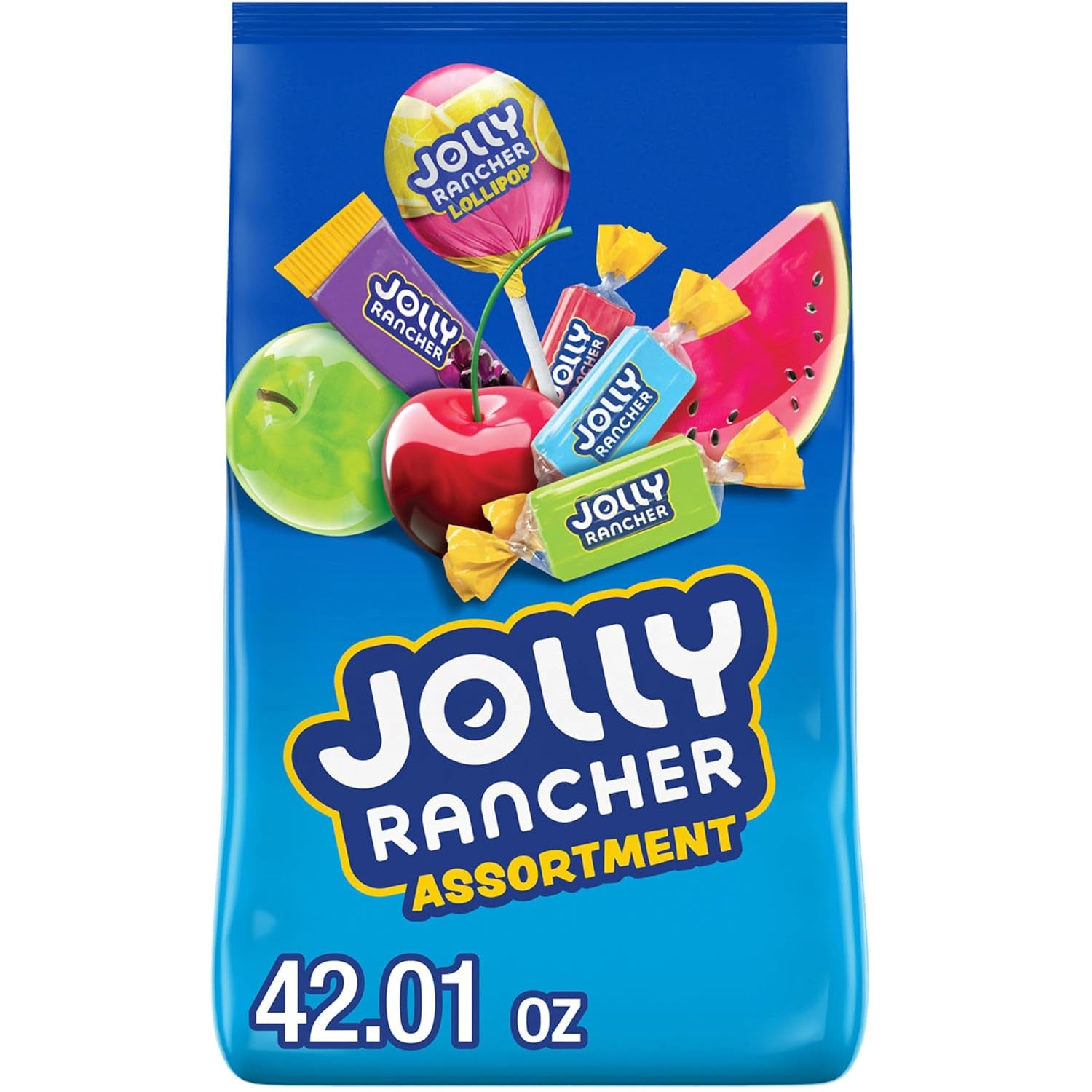 Assorted Fruit Flavored Candy Bulk Bag, 42.01 Oz | Large Bag of Individually Wrapped Hard Candy Lollipops and Sticks, Fruit Flavors for Parties, Work, and Snacks.