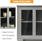 42" Small Buffet Sideboards Cabinet with Sliding Glass Door Home Furniture