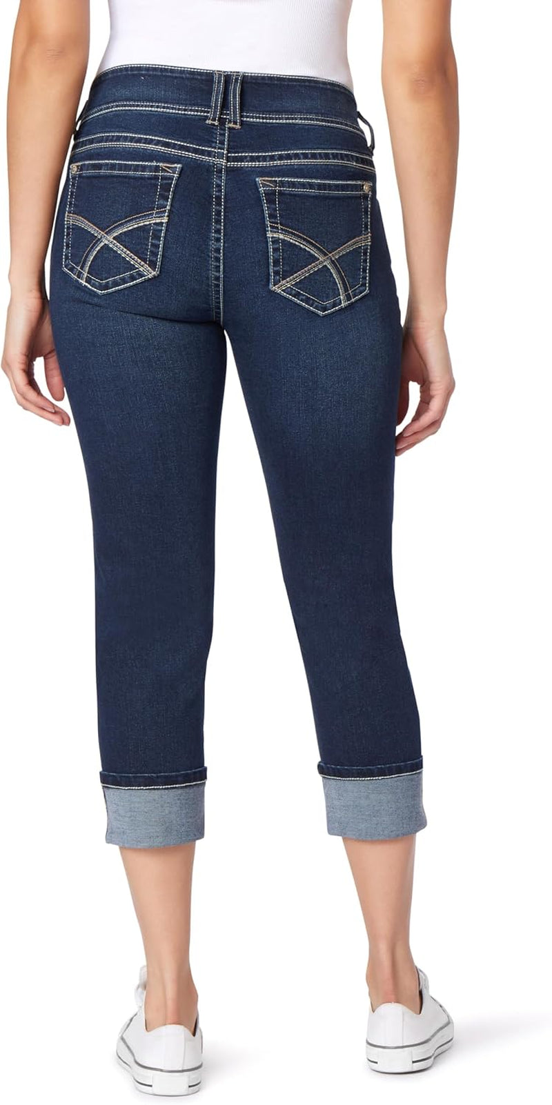 Luscious Curvy 23.5” Mid-Rise Cropped Jeans for Women, Insta Stretch Denim Juniors Jeans