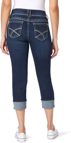 Luscious Curvy 23.5” Mid-Rise Cropped Jeans for Women, Insta Stretch Denim Juniors Jeans