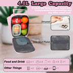Lunch Box Insulated Soft Bag Mini Cooler Back to School Thermal Meal Tote Kit with Buckle and Mesh Side Pocket for Girls, Boys, Pinkwithletter