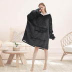Wearable Blanket Hoodie for Adult,Oversized Sherpa Fleece Blanket Hoodie for Women Men,Grey