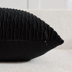 Black Vertical Ripple Striped Decorative Pillow Covers: Pack of 2 22X22 Inch Velvet Square Throw Pillow Cases for Farmhouse Couch Sofa Bed Living Room Home Decor