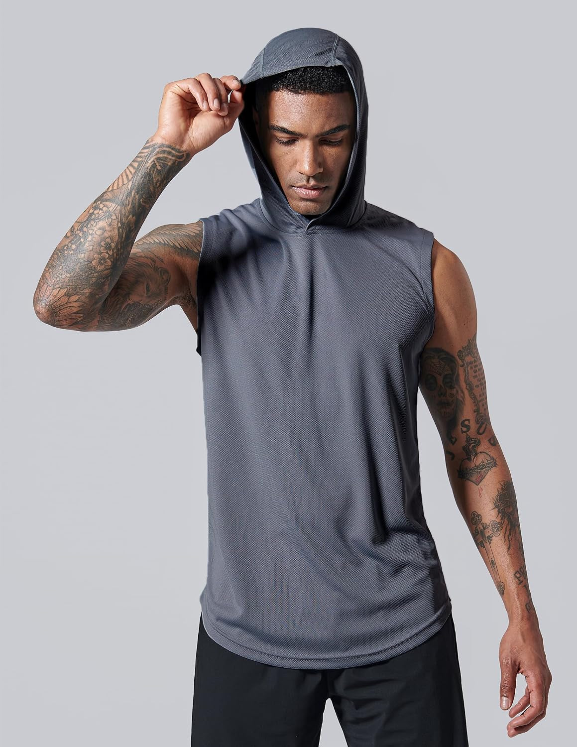 3-Pack Sleeveless Gym Hoodie for Men Workout Shirts, Muscle Hooded Tank Tops Athletic Apparel