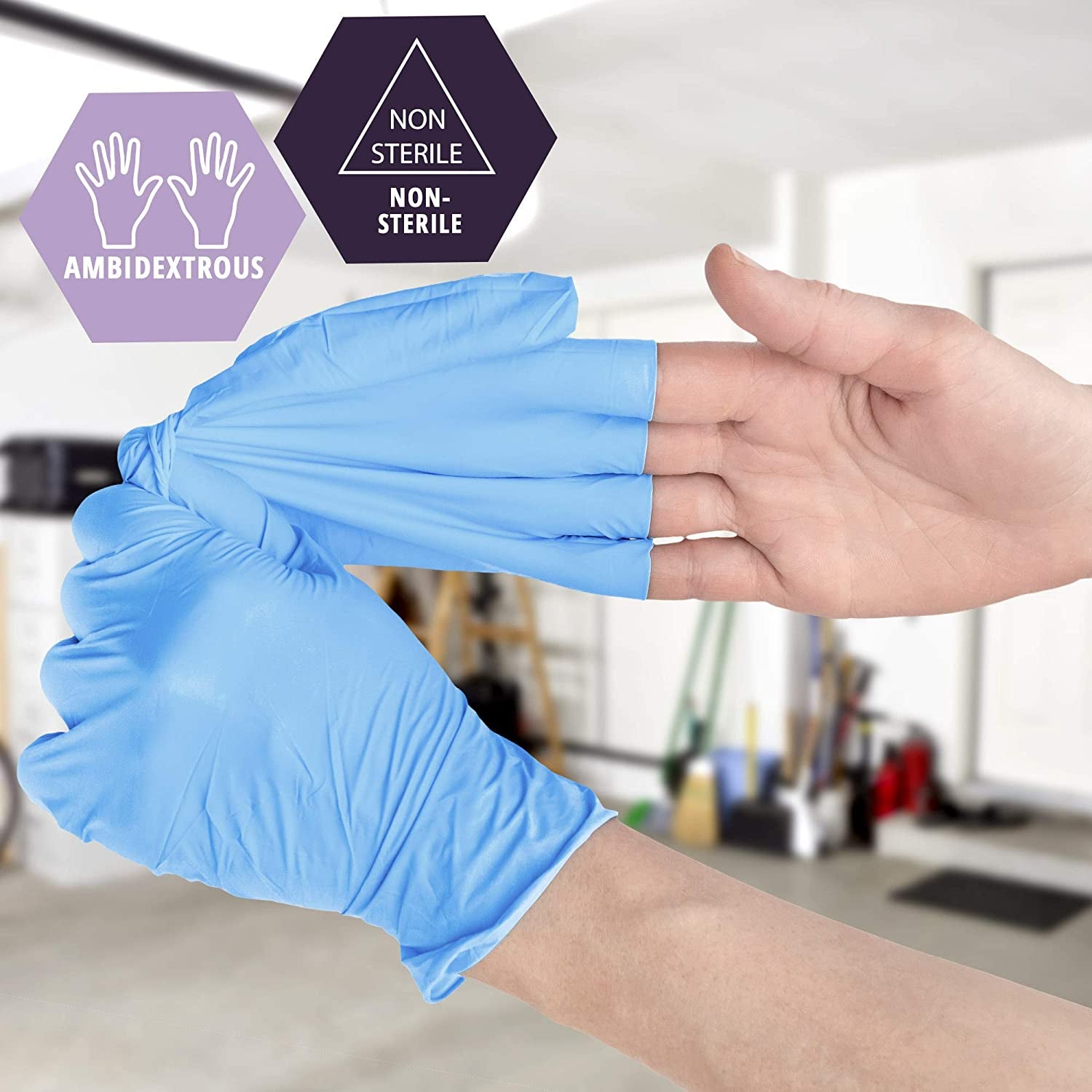 Nitripride Nitrile-Vinyl Blend Exam Gloves, Large 100 - Powder Free, Latex Free & Rubber Free - Single Use Non-Sterile Protective Gloves for Medical Use, Cooking, Cleaning & More