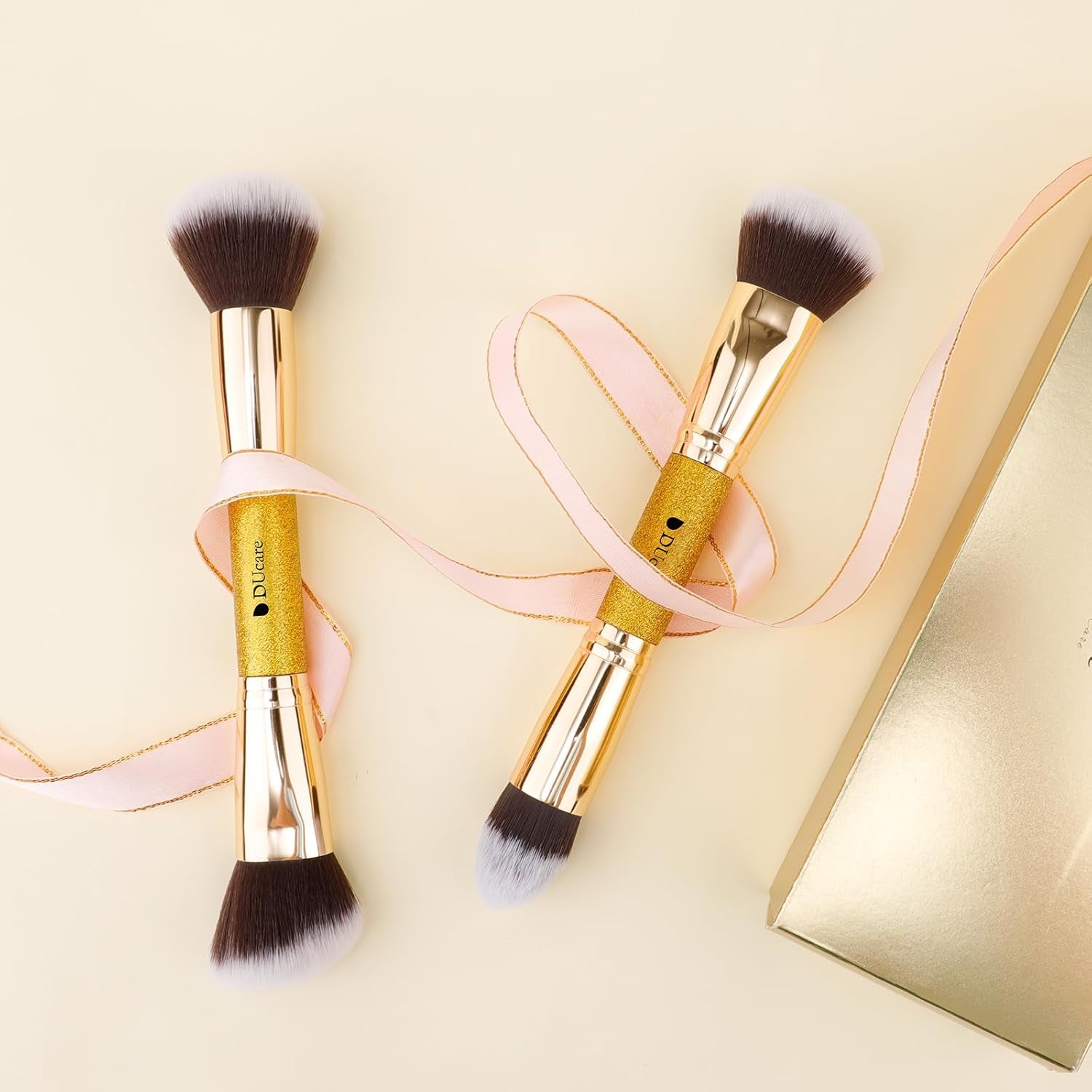 Double Ended Makeup Brushes | 2Pcs Dual-Ended Cream + Powder Brush,Makeup Brush for Creating a Gorgeous, Airbrushed-Looking Complexion
