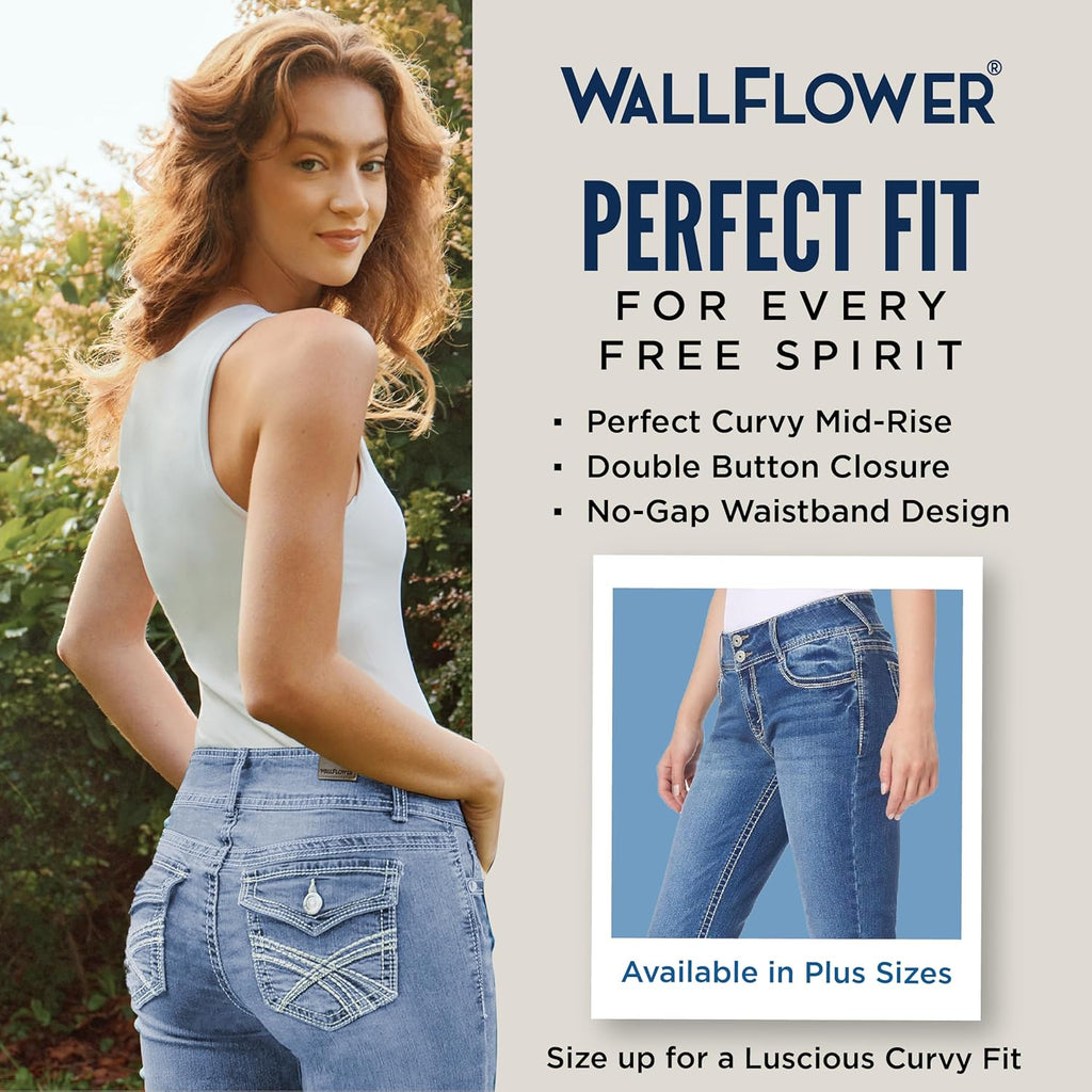 Luscious Curvy 23.5” Mid-Rise Cropped Jeans for Women, Insta Stretch Denim Juniors Jeans