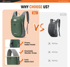 Foldable Hiking Backpack - 10L/15L Small Lightweight Daypack Breathable Travel Backpacks