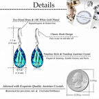 Austrian Crystal Teardrop Dangle Hook Earrings for Women 14K Gold Plated Hypoallergenic Jewelry