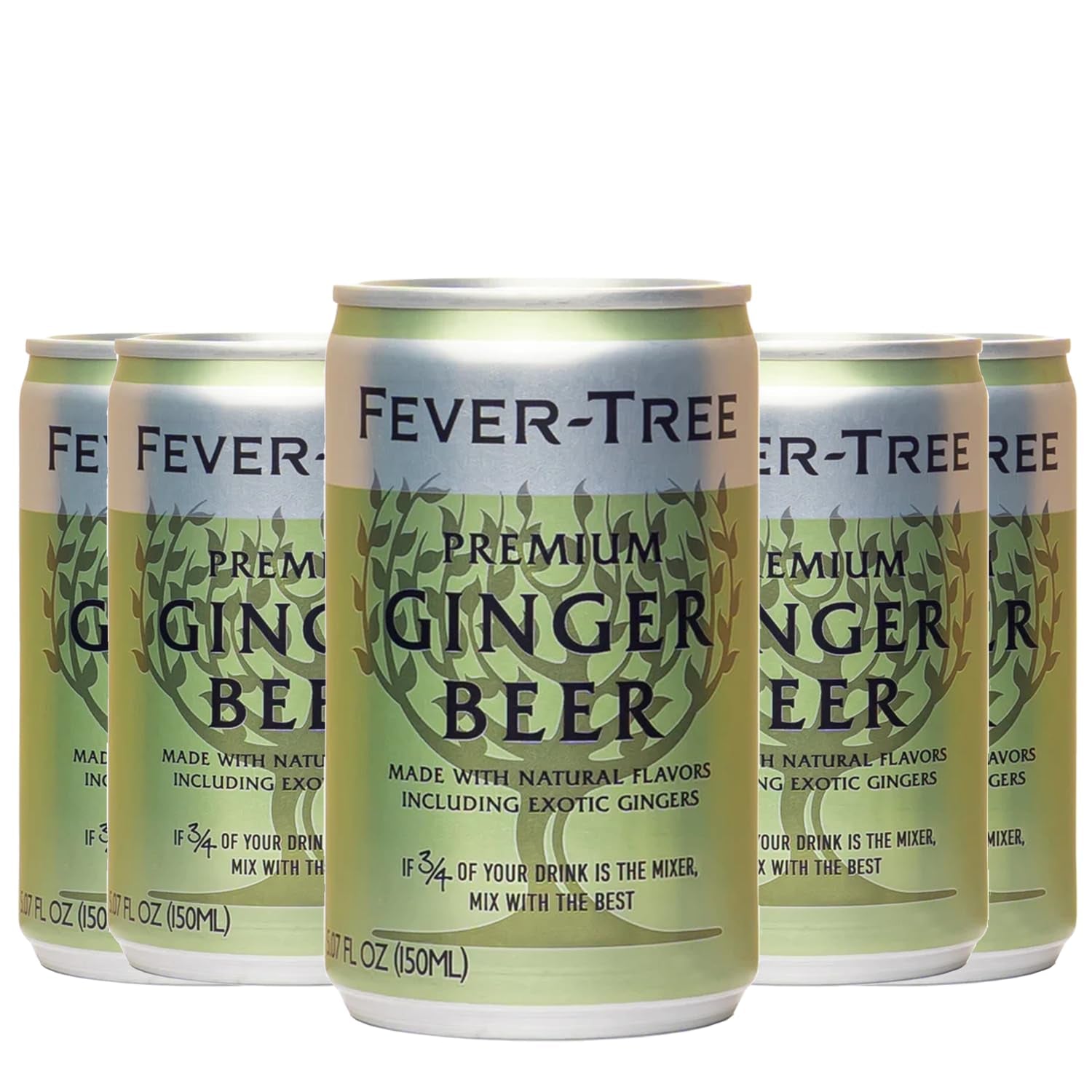 Fever Tree Premium Ginger Beer - Premium Quality Mixer and Soda - Refreshing Beverage for Cocktails & Mocktails 150Ml Bottle - Pack of 5