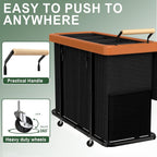 Laundry Hamper 4 Section with Lid, 300L Rolling Basket Hamper with Handle | Laundry Basket with Wheels,Organizer Storage Cart with Sturdy Metal Frame for Laundry Room Black