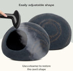 Cat Cave – Premium Felt Cat Bed Enclosure for Indoor Cats, Handmade Merino Wool (Slate Grey, Large)