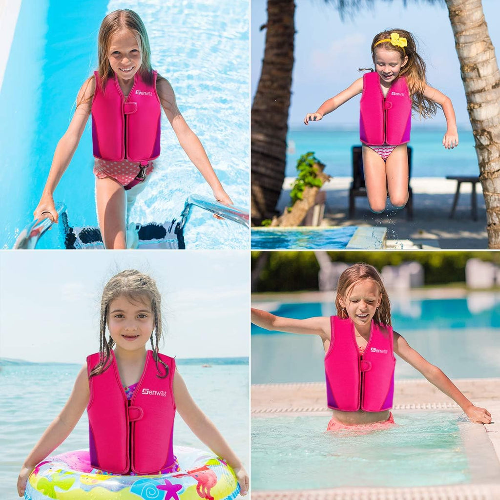Baby Swim Vest for Toddlers 18 Months to 7 Years - Neoprene Swim Float Vest with Front Zipper, Swim Training Vest for Boys & Girls Learning to Swim in Pool, Blue Pink Small Medium Large