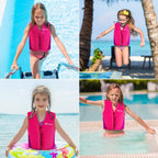 Baby Swim Vest for Toddlers 18 Months to 7 Years - Neoprene Swim Float Vest with Front Zipper, Swim Training Vest for Boys & Girls Learning to Swim in Pool, Blue Pink Small Medium Large