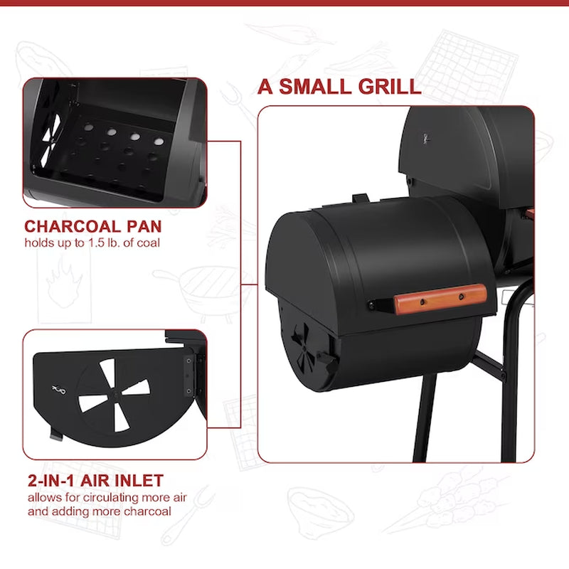 30-In W Black Barrel Charcoal Grill