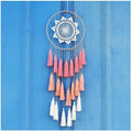 Macrame Dream Catcher Wall Hanging, Pink Large Boho Bedroom Decor | Handmade Tassel Feather Ornament, Natural Cotton, Modern Chic Living Room Nursery Art Decor, Blessing Gift for Women Girls