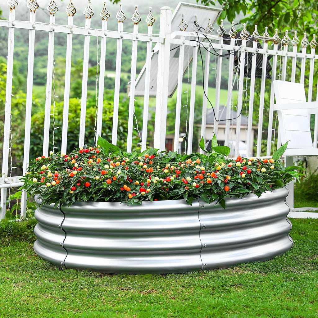 Galvanized Raised Garden Bed 2Pcs, Planter Raised Garden Beds Outdoor, round Clearance Raised Garden Beds for Gardening Vegetables 4X4X1Ft……