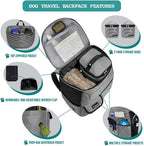 Dog Travel Backpack Airline Approved Pet Supplies Bag, Stripe Black | Cat Traveling Suitcase Organizer for Weekend Road Trip Camping; 2 Food Containers, 2 Collapsible Bowls & Poop Bag Dispenser