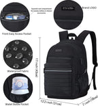 Casual Backpack for Women, Work Backpack for Women, Back Pack for School College, Carry-On Travel Backpacks, Anti-Theft Womens Backpacks, School Bookbag for Girls(Full Black)