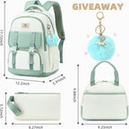 Backpack for Girls 15.6 Inch for School with Lunch Bag Pencil Case | 3PCS Cute Kids Laptop Backpacks Bookbag for Teen Girls Elementary Middle High School Bag College Students Travel Daypack