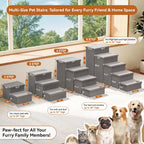 Wider Dog Ramp for High Bed with Storage, Foldable Dog Stairs | 18" H Dog Step for Small Medium Large Older Senior Animal, for Climbing Bed or Couch, Arthritis-Friendly (Gray, No Condo)