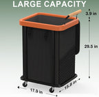 150L Laundry Basket with Wheels,Rolling Basket Hamper with Lid&Handle Black | Laundry Organizer Storage Cart with Heavy Duty Sturdy Metal Frame for Home, Hotel, Laundry Room