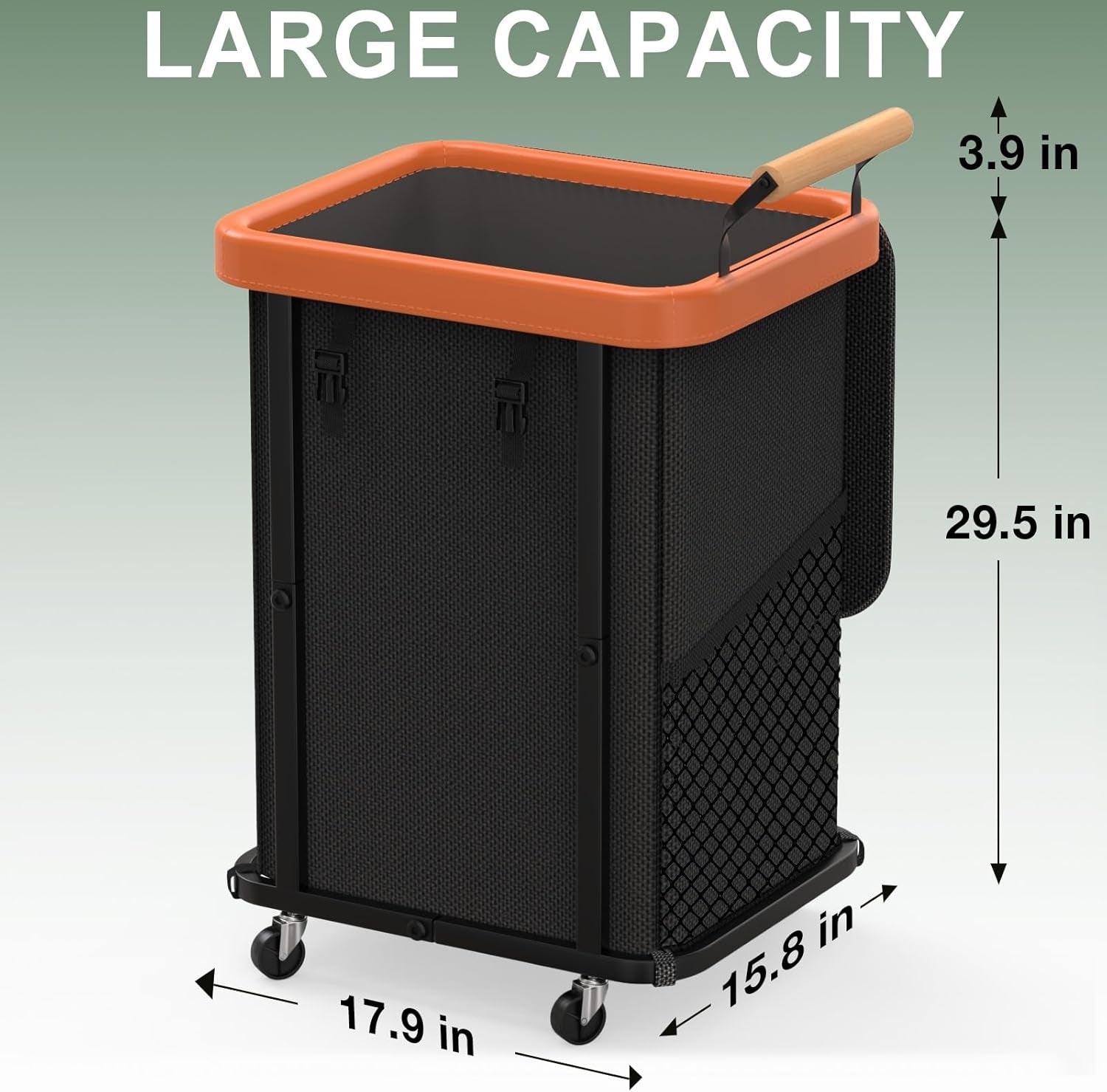 150L Laundry Basket with Wheels,Rolling Basket Hamper with Lid&Handle Black | Laundry Organizer Storage Cart with Heavy Duty Sturdy Metal Frame for Home, Hotel, Laundry Room