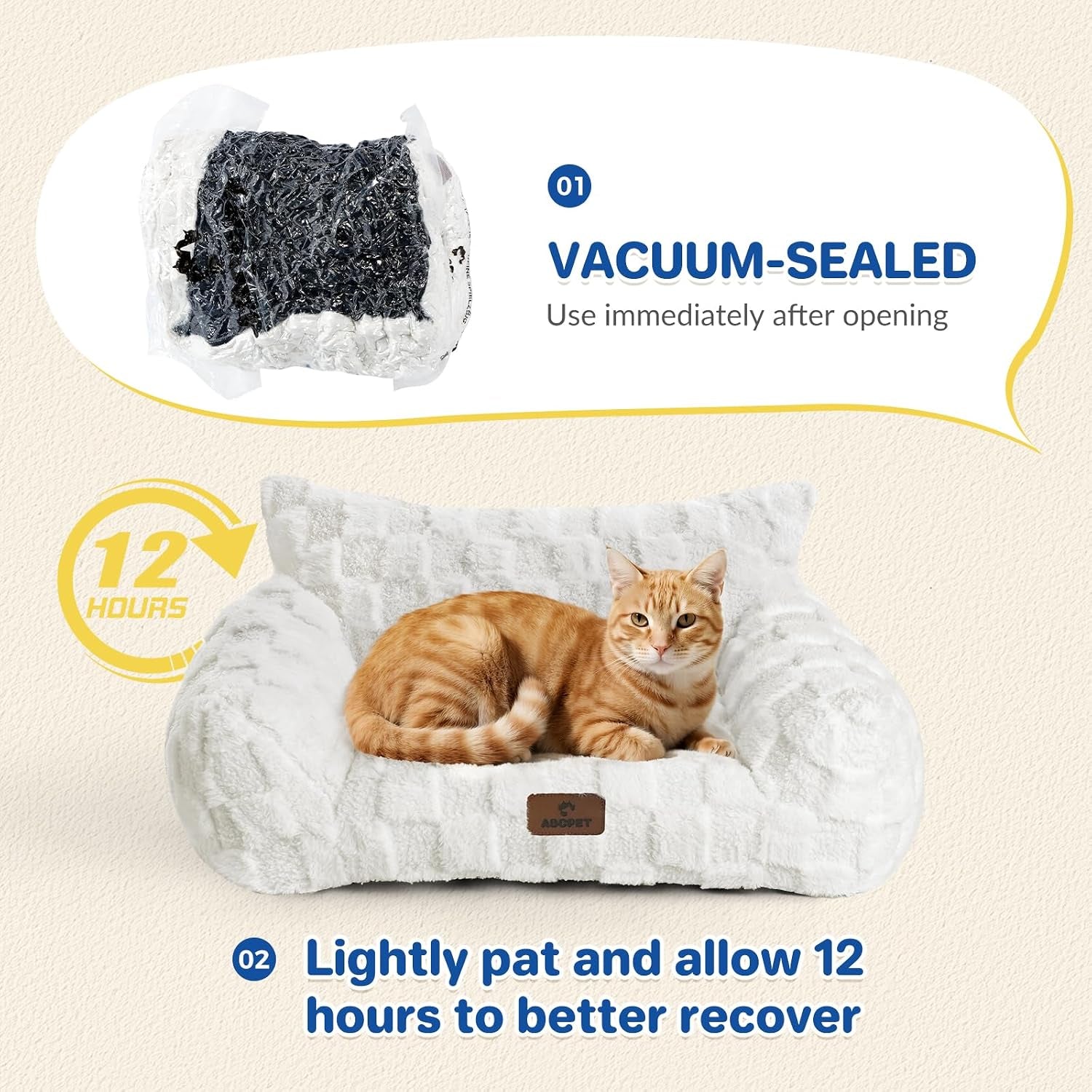 Cat Bed Cats Couch for Puppy and Kitten, Fluffy Pet Couch Small Dog Sofa Bed, Supportive Cat Sofa for Indoor Cats, Washable Cover & Non-Slip, 26 Inch, White