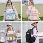 Backpack for Girls 15.6 Inch for School with Lunch Bag Pencil Case | 3PCS Cute Kids Laptop Backpacks Bookbag for Teen Girls Elementary Middle High School Bag College Students Travel Daypack
