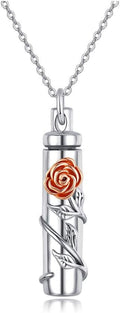 Cremation Jewelry Sterling Silver Sunflower/Rose/Daisy Flower Urn Necklace for Ashes Memorial Keepsake Jewelry for Women