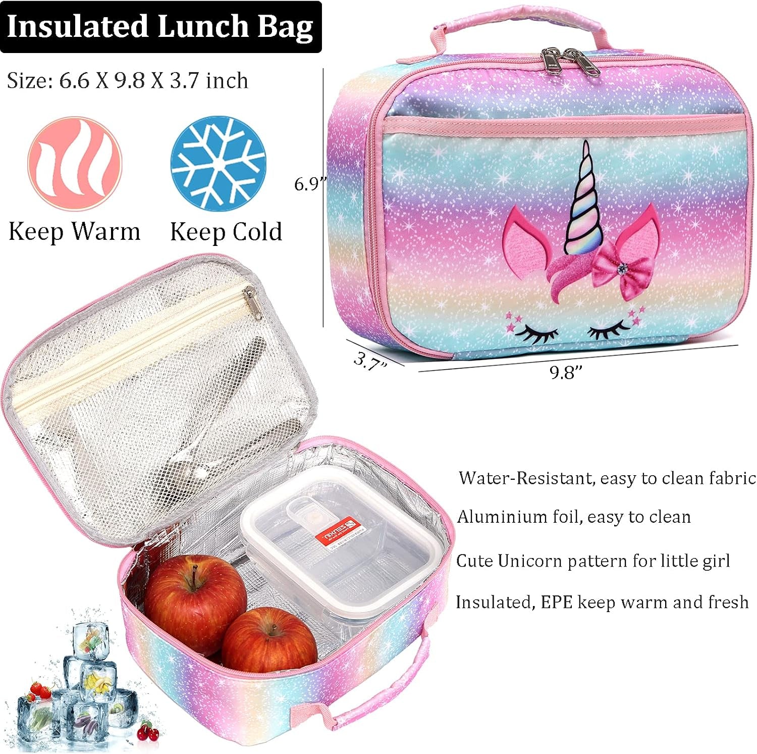 Girls Backpack, Kids Backpacks for School Kindergarten Girls Backpack with Lunch Box & Chest Strap