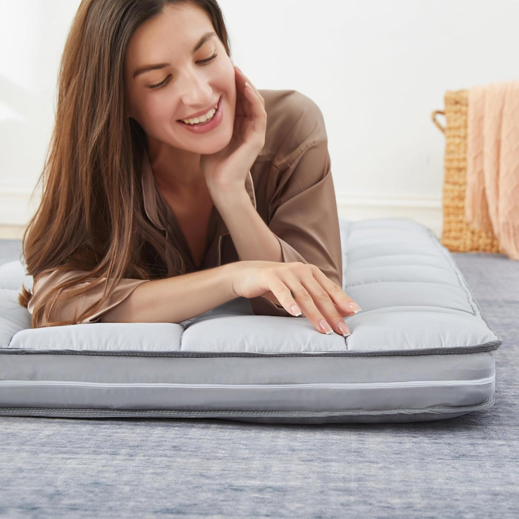 4Inch Cot Mattress Topper,Gel Memory Foam,Machine Washable Thickened Pillow Top Cover,Roll up Floors Mat,Portable Folding Sleep Pad,Small Single (72 X 24“)