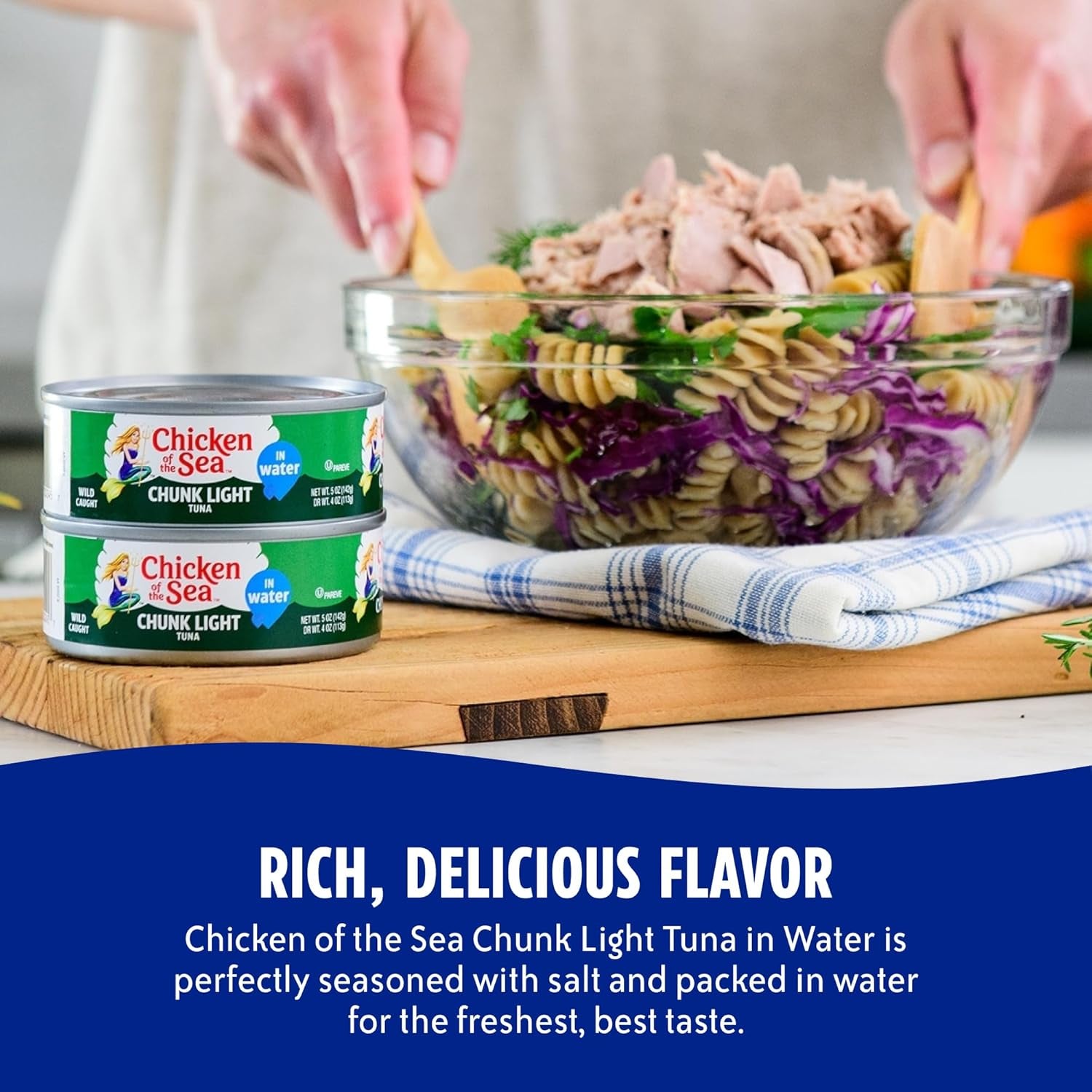 Wild Caught Chunk Light Tuna, 5 Ounce Cans, 10-Count – High Protein 100% Classic Chunk Tuna in Water – Delicious, Easy, Nutritious Ready to Eat Meals