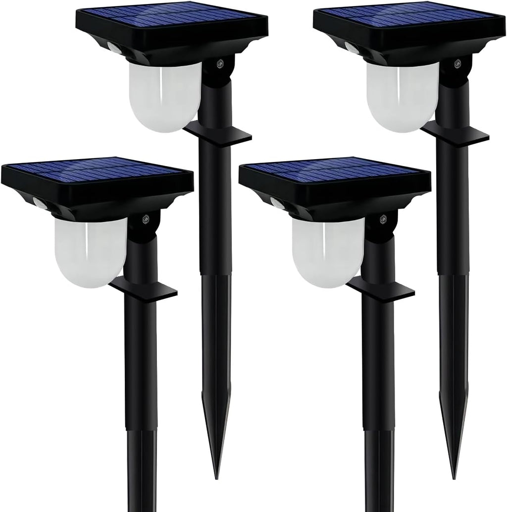 Solar Landscape Spotlight, 4 Pack IP65 Waterproof Outdoor Garden Solar Powered Pathway Light Motion Sensor Path Lighting for Yard, Patio, Pathway