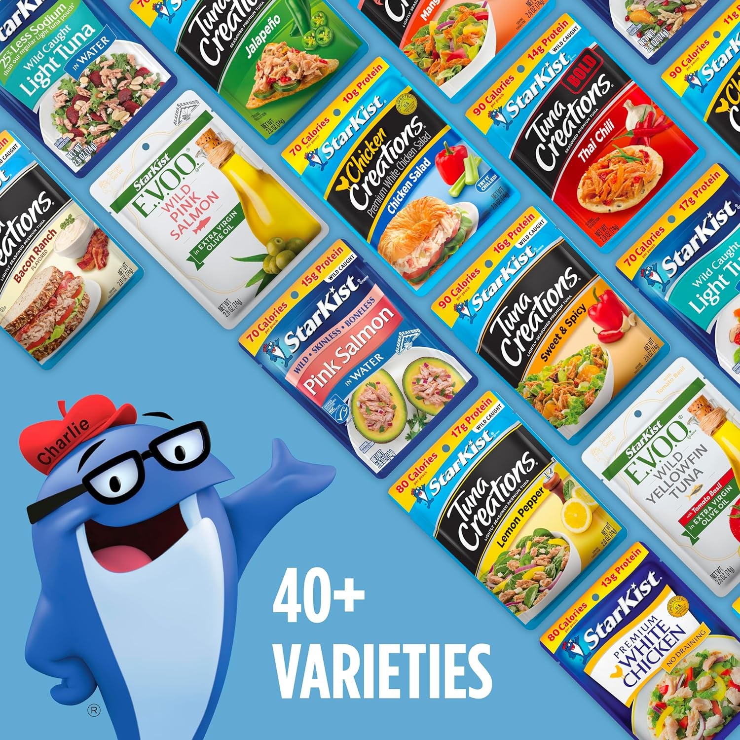 Chunk Light Tuna in Water, 2.6 Oz Pouch (12 Pack) Ready to Eat Wild Caught Tuna, 17G Protein, 70 Calories per Serving, Gluten Free, Soy Free, Kosher, Perfect for Salads, Keto Meals and Snacks