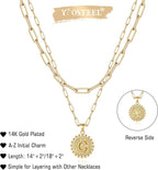 Layered Initial Necklaces for Women Trendy, Letter A-Z Necklace | 14K Gold-Plated, Paperclip Chain, Coin Initial Necklace, Necklaces for Teen Girl Gifts, Jewelry for Women, Gifts for Mom Wife