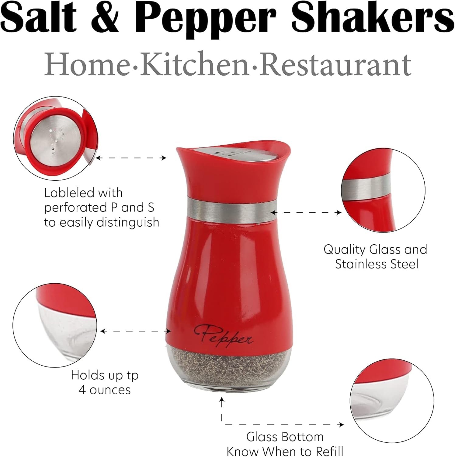 Basic Salt & Pepper Shakers - Red