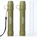Survival Water Filter Straw - Portable Personal Water Purifier for Hiking, Camping & Bug Out Bag | Tactical Emergency Preparedness Gear, Wilderness Backpacking & Life Saving Equipment(2, Green)