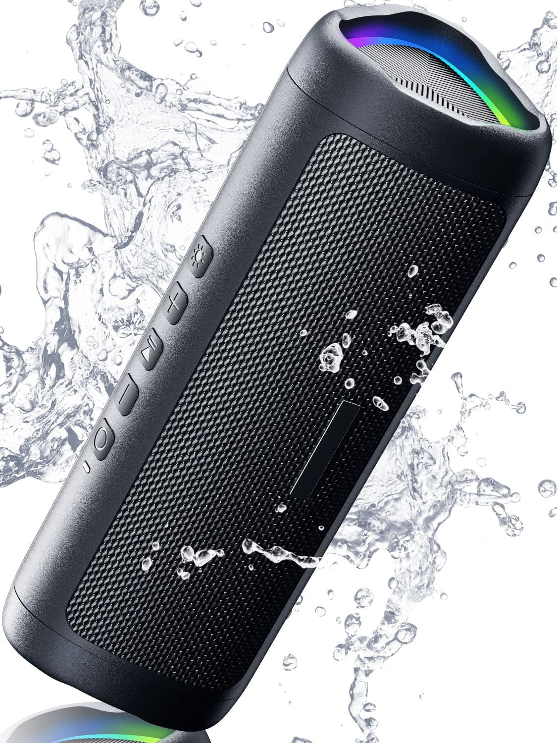 Bluetooth Speaker with HD Sound, Portable Wireless, IPX5 Waterproof, up to 24H Playtime, TWS Pairing, BT5.3, for Home/Party/Outdoor/Beach, Electronic Gadgets, Birthday Gift (Black)