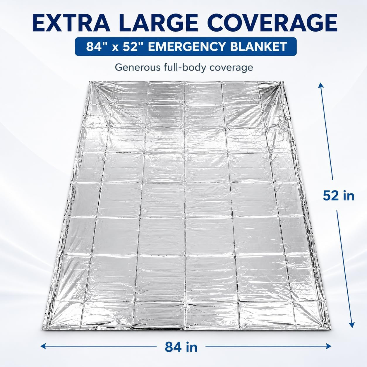 Lot of 50 Emergency Mylar Blankets - 84" X 52" | Mylar Emergency Blankets, Survival Foil Thermal Blankets for First Aid Kits, Camping, Hiking, Travel & Outdoor Preparedness