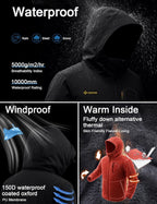 Men'S Waterproof Ski Jacket Winter Snow Coat with Detachable Hood | Windproof, Fleece-Lined, Warm, Multiple Pockets, for Snowboarding and Cold Weather, Rain Jacket