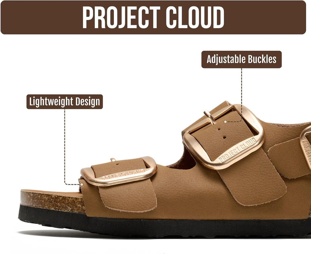100% Genuine Leather Ankle Strap Footbed Sandals Women (Garda)