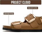 100% Genuine Leather Ankle Strap Footbed Sandals Women (Garda)