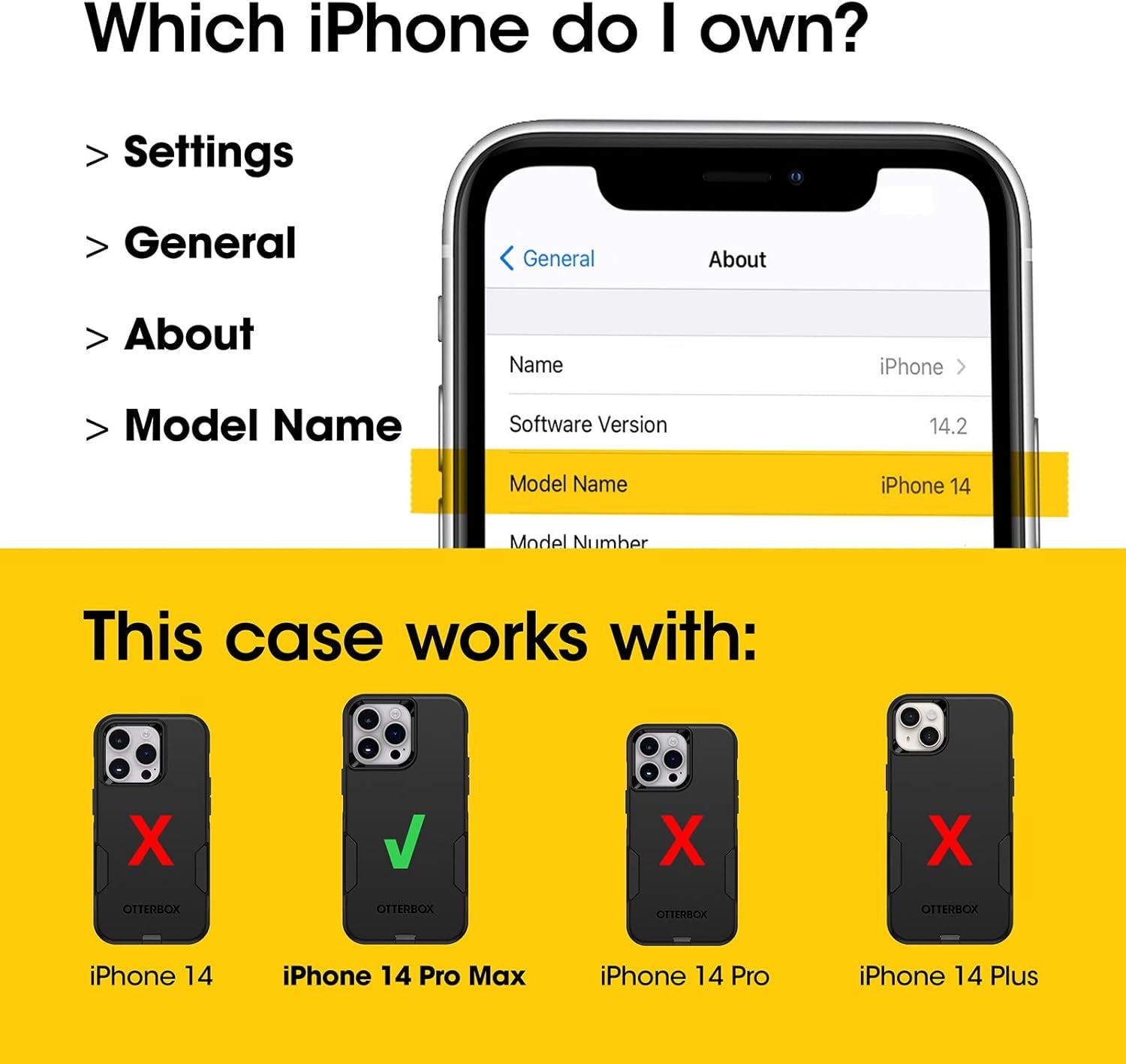 Otterbox Iphone 14 Pro Max (ONLY) Commuter Series Case - Black, Slim & Tough, Pocket-Friendly, with Port Protection
