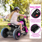 6V Kids Motorcycle with Forward & Reverse Switch, Headlight, Horn, Music, Story, USB Port, 3-Wheel Battery Powered Electric Ride on Toys for Toddler Boys Girls (Pink)