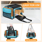 Large Cat Carrier for 2 Cats, Pet Carrier, Dog Carrier for Small Dogs, Cat Carrier Soft, Collapsible Large Pet Carrier for Traveling Indoor and Outdoor Uses - Blue 23"X13"X13"