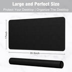 Desk Pad, 35.5" X 17" PU Leather Desk Mat, XXL Extended Mouse Pad, Waterproof Desktop Blotter Protector, Non-Slip Ultra Thin Large Laptop Keyboard Writing Mat for Office Home, Black